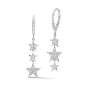 Diamond Triple Star Dangle Earrings