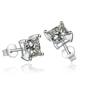 Earrings S925 Sterling Silver Square Stud Earrings