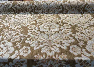 Elagrace Bronze Floral Damask Chenille Upholstery Fabric By The Yard