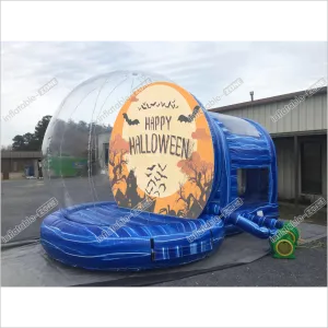 Halloween Haunted Snow Globe Inflatable Airquee Snow Globe Outdoor Inflatable Snow Globe With Blowing Snow