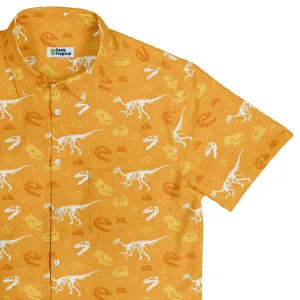 Orange Dinosaur Bones Button Up Shirt