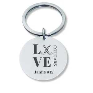 Personalized Engraved Ice Hockey Keychain