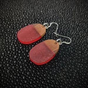 Red Oval Dangle Earrings